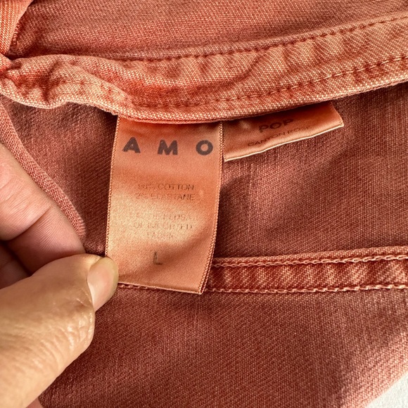 Womens Amo Pop Canyon Rose Snap Button Distressed Denim Jacket Size L - Picture 7 of 15